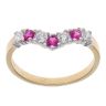 9ct Yellow Gold Pink Gemstone And Cubic Zirconia Wishbone Ring
