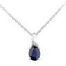 9ct White Gold Oval Sapphire and Diamond Pendant Necklace
