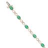 9ct Yellow Gold 0.06ct Diamond And Created Emerald Bracelet 7"