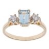 9ct Yellow Gold Cubic Zirconia and Aquamarine Three Stone Ring