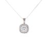 Silver Cubic Zirconia Square Cluster Pendant And Chain 18" By Icesia