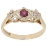 9ct Yellow Gold 0.05ct Diamond And Ruby Three Stone Ring