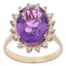 14ct Yellow Gold 0.40ct Diamond and Amethyst Cluster Ring