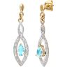 9ct Yellow Gold Blue Topaz and Diamond Teardrop Earrings