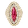 14ct Yellow Gold Red Gemstone And Cubic Zirconia Ring