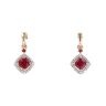 9ct Yellow Gold Ruby And 0.07ct Diamond Drop Earrings