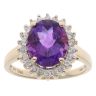 9ct Yellow Gold Amethyst And Cubic Zirconia Cluster Ring
