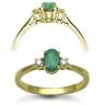 18 Carat Yellow Gold D-8pt Emerald-50pt 3 Stone Ring