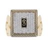 14ct Yellow Gold Monaco Cubic Zirconia and Black Enamel Signet Ring