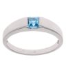 9ct White Gold Blue Topaz Single Stone Ring