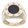 14ct Yellow Gold Black Gemstone and Cubic Zirconia Signet Ring