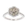 14ct White Gold 0.73ct Brilliant Cut Brown And Clear Diamond Le Vian Cluster Ring