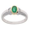 18ct Yellow And White Gold 0.12ct Diamond And Emerald Ring