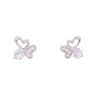 Silver Cubic Zirconia Heart Stud Earrings by Icesia