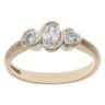 9ct Yellow Gold Cubic Zirconia Three Stone Ring