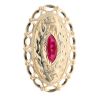 14ct Yellow Gold Red Gemstone Patterned Marquise Ring