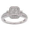 9ct White Gold 0.50ct Princess And Brilliant Cut Diamond Cluster Ring
