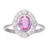 Platinum 0.80ct Pink Sapphire and 0.30ct Diamond Cluster Ring