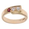 14ct Yellow Gold 0.25ct Diamond And Ruby Three Stone Wrap Ring