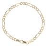 9ct Yellow and White Gold Diamond Cut Figaro Bracelet 7"