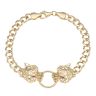 14ct Yellow Gold Pink Gemstone Duo Panther Bracelet 7"