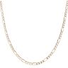 9ct Yellow and White Gold Diamond Cut Figaro Chain 18"