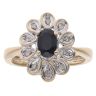9ct Yellow Gold .10ct Diamond and Sapphire Cluster Ring