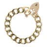 9ct Yellow Gold Heart Lock Charm Bracelet 7"