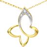 9ct Yellow Gold Diamond Butterfly Pendant Necklace