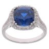 Silver Cubic Zirconia and Blue Gemstone Halo Ring by Icesia