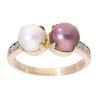 9ct Yellow Gold Pearl and 0.10ct Diamond Ring