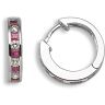 18 Carat White Gold Diamond-21pt Ruby-43pt Hoop Earrings