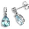 18 Carat White Gold Diamond-5pt Blue Topaz-3.03ct Earrings