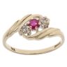 9ct Yellow Gold 0.05ct Diamond And Ruby Three Stone Ring