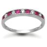 18 Carat White Gold Diamond-18pts Ruby-36pts Chan Set Half Eternity Ring