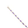 9ct Yellow And White Gold 0.05ct Diamond And Amethyst Bracelet 6.5"