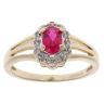 9ct Yellow Gold 0.05ct Diamond and Created Ruby Cluster Ring