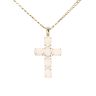 9ct Yellow Gold Moonstone Cross Pendant and Curb Chain 22"