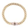 14ct Yellow Gold Monaco Classic Pave Lock Curb Bracelet 7"