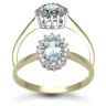 9 Carat Yellow Gold 12pts Diamond & Blue Topaz Ring