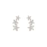 Sterling Silver Triple Star Cubic Zirconia Climber Stud Earrings