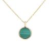 925 Sterling Silver Gold Plated Malachite Circle Pendant And Chain 18"