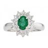 18ct White Gold Diamond And Emerald Cluster Ring