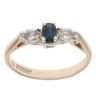 9ct Yellow Gold Cubic Zirconia and Sapphire Three Stone Ring