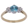 18ct Yellow Gold 0.10ct Diamond and Blue Zirconia Three Stone Ring