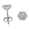 Silver Cubic Zirconia Petal Stud Earrings