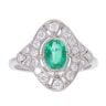 Platinum Emerald and 0.50ct Diamond Ring