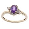 9ct Yellow Gold 0.10ct Diamond And Amethyst Cluster Ring