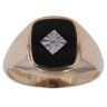 9ct Yellow Gold 0.01ct Diamond and Black Onyx Signet Ring