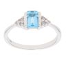 9ct White Gold Blue Topaz and 0.05ct Diamond Ring